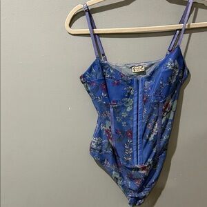 Free people  Blue Floral Bodysuit